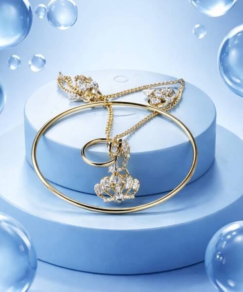 Kit Cadena Dije Aretes Anillo Pulsera Corona