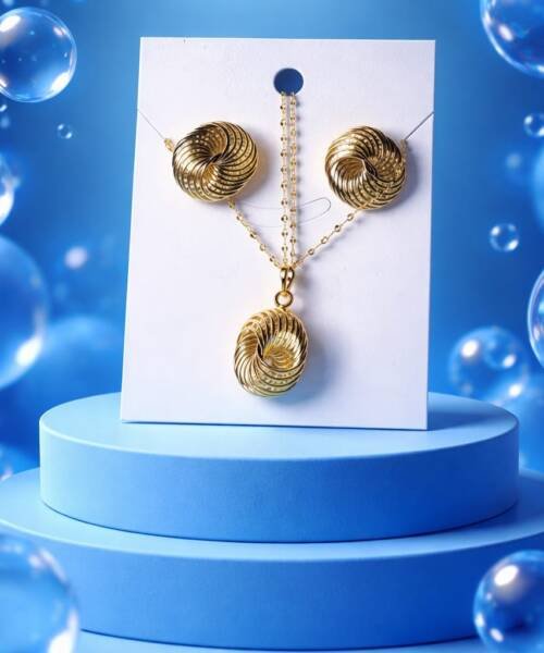 Kit Cadena Dije Aretes Imitacion Tres Oros