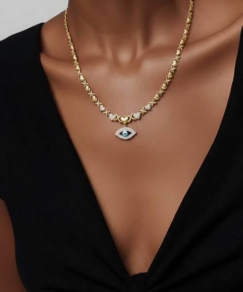 Set Collar y Dije Ojo Azul