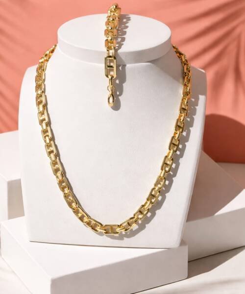 Set Collar y Pulsera Imitacion Gucci Grande Martillado