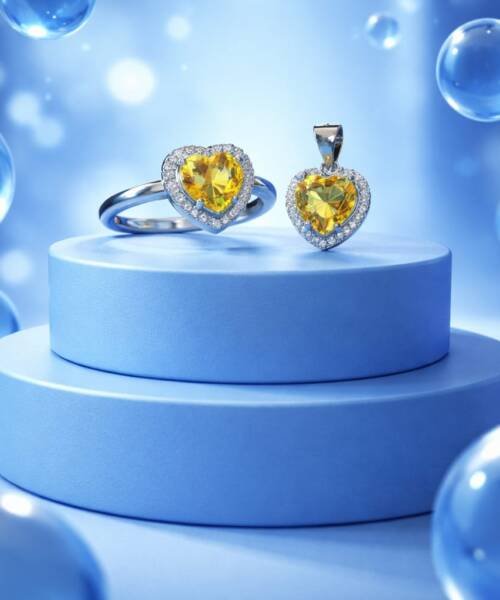 Set Anillo Dije Deslumbrante Tono Amarillo Dorado