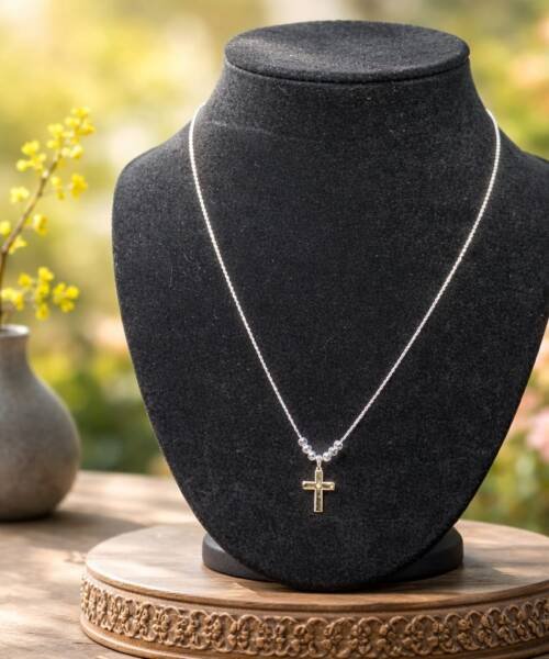 Set Cadena Dije Cristo Plano