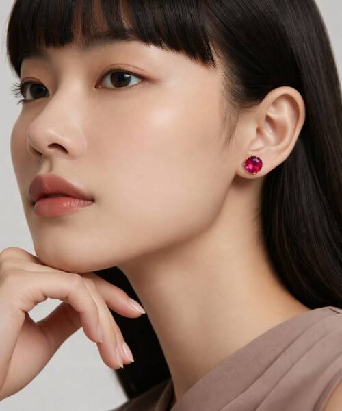 Aretes Circulo Perla Roja