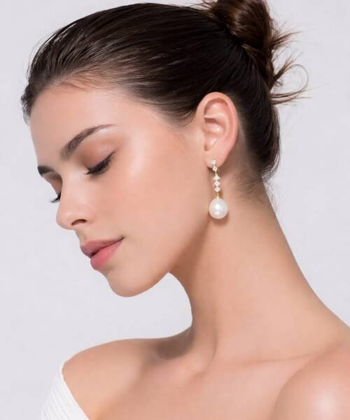 Pendiente Perla Diamantes